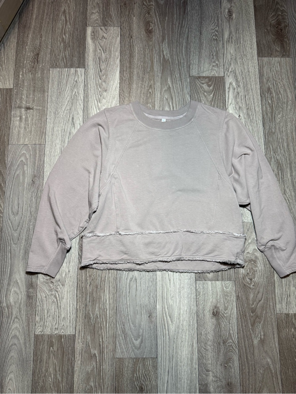 FP Movement Free People Crew Sweatshirt Beige Oversized Distressed L